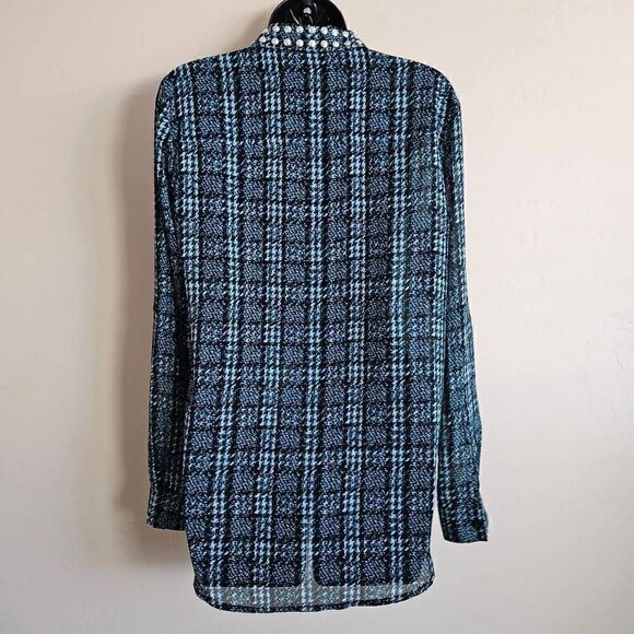 Michael Kors Sheer Embellished Button Down Shirt - Picture 6 of 7